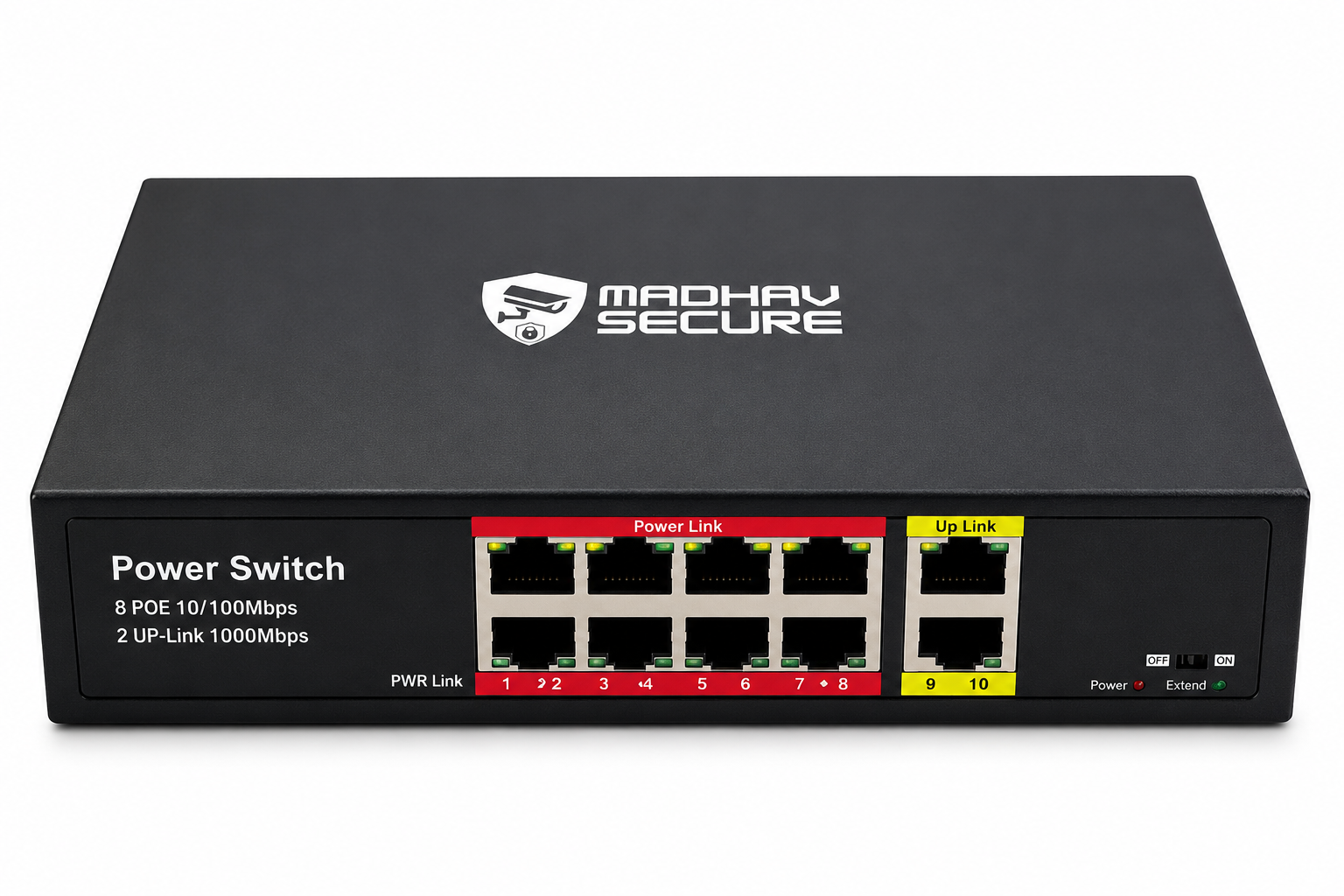 10 Port Full Gigabit PoE Switch | 8 PoE + 2 Gigabit Uplink | High-Speed Network Switch