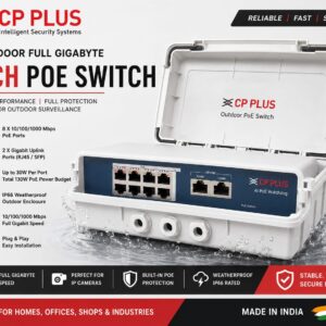 CP PLUS Outdoor Full Gigabyte 8 Channel PoE Switch | IP66 Weatherproof | 130W PoE Budget