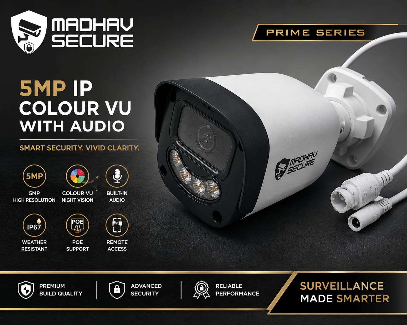 5MP IP Colour Vu Camera with Audio | Prime Series | Smart IP Surveillance Camera
